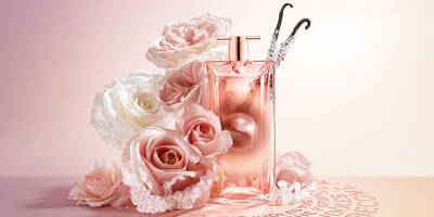 Lancome?Idole Aura?Eau de Parfum with perfume notes of roses and vanilla bean.