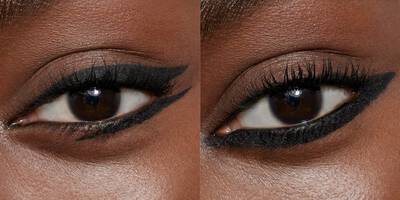 Dramatic underliner eyeliner look worn on a dark skin tone