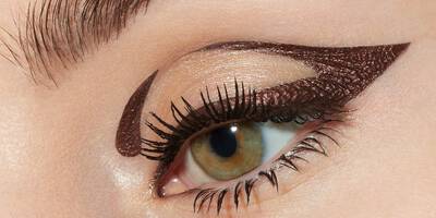 Metallic Brown Eyeliner worn in a cut crease graphic eyeliner shape